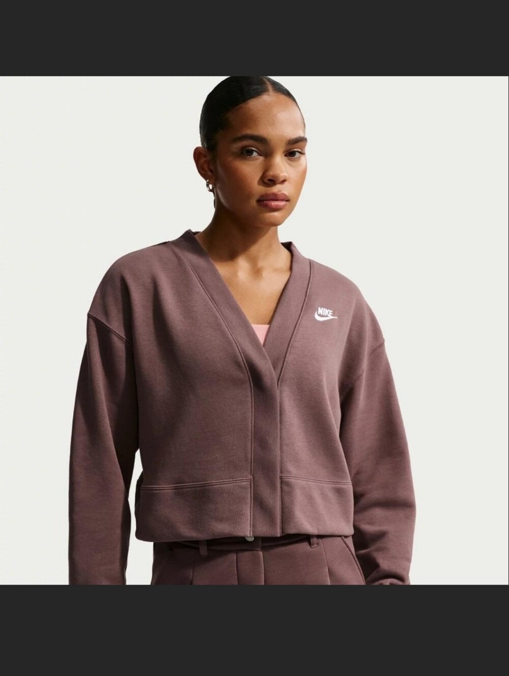 Nike Women's Mauve Zip-Front Jacket with White Logo